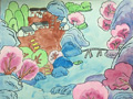 儿童绘画作品绿水青山