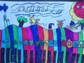 儿童绘画作品钢琴的夏天美丽旅行