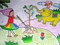 儿童绘画作品我来种树大象浇水