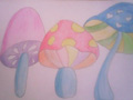 儿童绘画作品蘑菇小伞