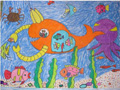儿童绘画作品美丽海底
