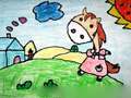 儿童绘画作品快乐的小毛驴