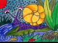 儿童绘画作品彩色的蜗牛