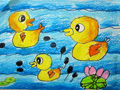 儿童绘画作品小鸭子