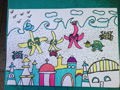 儿童绘画作品小海星自由之旅