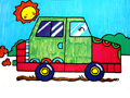 儿童绘画作品快乐的小汽车
