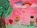 儿童绘画作品飘香水果树