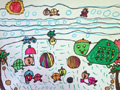儿童绘画作品乌龟出海啦