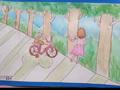 儿童绘画作品单车旅游
