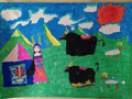 儿童绘画作品西藏印象