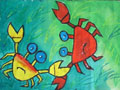 儿童绘画作品螃蟹的大战