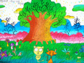 儿童绘画作品春天的树
