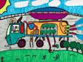 儿童绘画作品创意小卡车