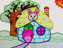 儿童绘画作品小兔子的新家