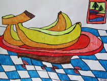 儿童绘画作品可爱的香蕉幼儿