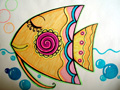 儿童绘画作品深海鱼