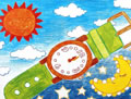 儿童绘画作品时间与手表