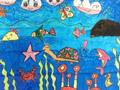 儿童绘画作品海底蓝天