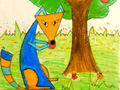 儿童绘画作品狐狸偷吃