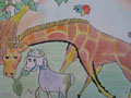 儿童绘画作品小羊和长颈鹿