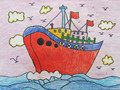 儿童绘画作品大航海船