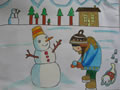 儿童绘画作品我堆的大雪人