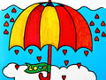 儿童绘画作品彩虹颜色的雨伞