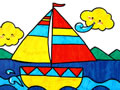 儿童绘画作品蓝色的帆