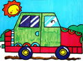 儿童绘画作品快乐的汽车
