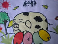 儿童绘画作品快乐的小猪一家
