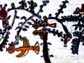 儿童绘画作品树上的小鸟