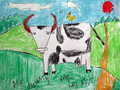 儿童绘画作品小牛