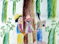 儿童绘画作品《看看大树有多高》
