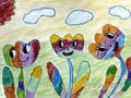 儿童绘画作品《美丽的郁金香》