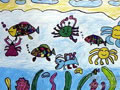 儿童绘画作品《花斑鱼》