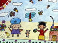 儿童绘画作品《新疆小姑娘》