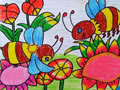 儿童绘画作品采花蜜的小蜜蜂