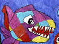 儿童绘画作品《可怕的大鲨鱼》