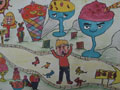 儿童绘画作品食物街