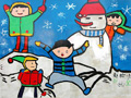 儿童绘画作品我们的雪世界