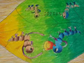 儿童绘画作品毛虫大战