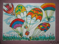 儿童绘画作品美丽的降落伞