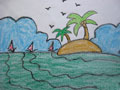 儿童绘画作品孤岛