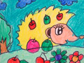 儿童绘画作品刺猬找食