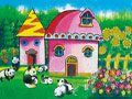 儿童绘画作品熊猫的家