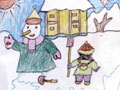 儿童绘画作品堆雪人