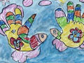 儿童绘画作品两条小金鱼