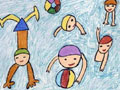 儿童绘画作品游泳