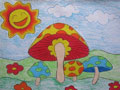 儿童绘画作品蘑菇家族