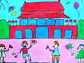 儿童绘画作品我爱北京天安门